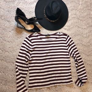 Burgundy & White Stripes Long Sleeve 3x